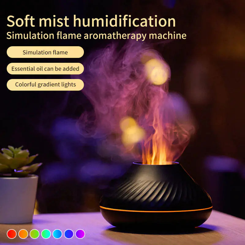 LuminaScent™ FlameTech Aroma Diffuser - 7-Color LED & Essential Oil Mist